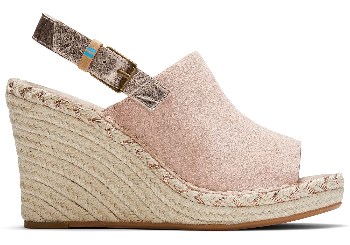 Toms Monica Suede Metallic Leather - Womens Wedge Heels - Pink - NZ - 026498RNL